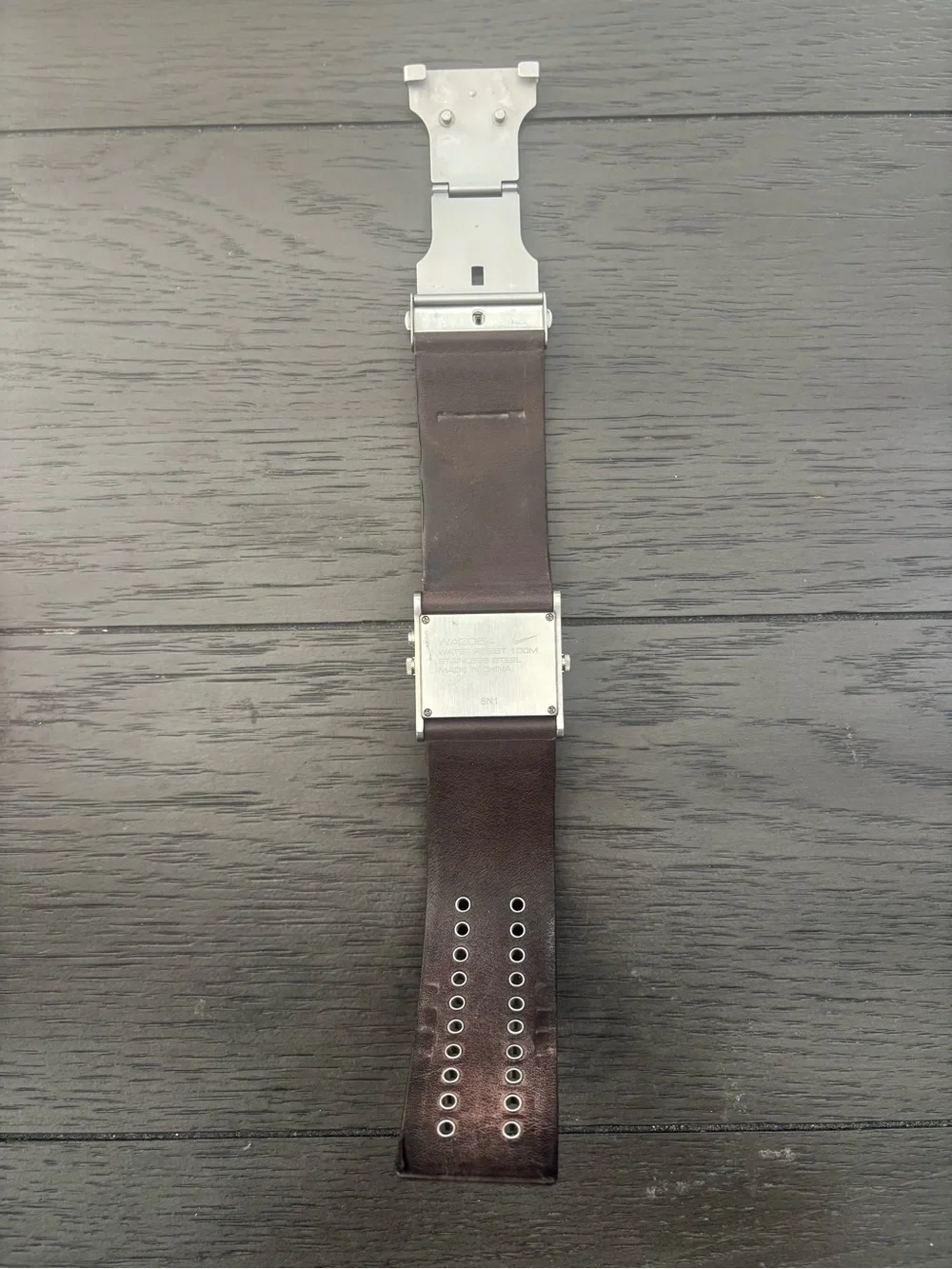 Nike WA0054 Oregon Dual Time Watch Y2K Brown Leather Cuff 100M Rare Vintage